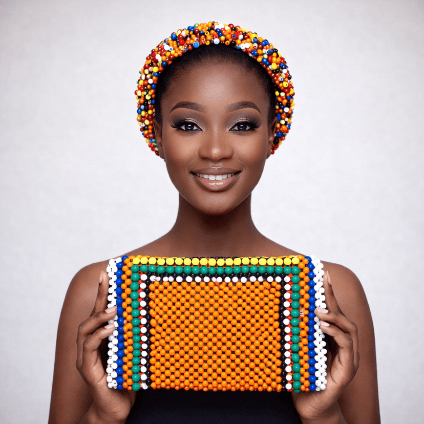 Colorful Beaded Headband and Purse