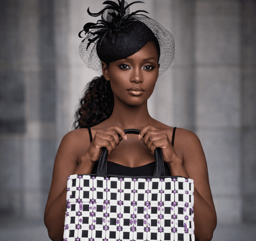 Black Fascinator & Beaded Bag