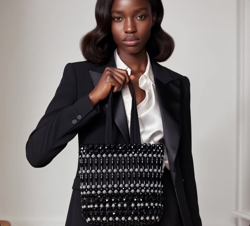 Black Formal Beaded Bag