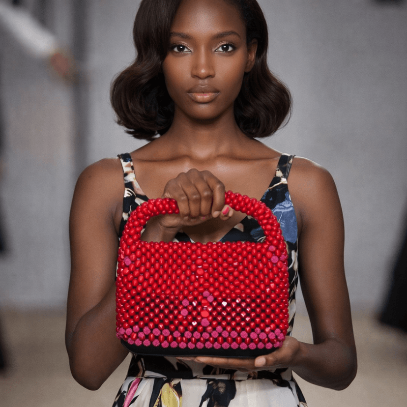 Red Fashionable Beaded Purse