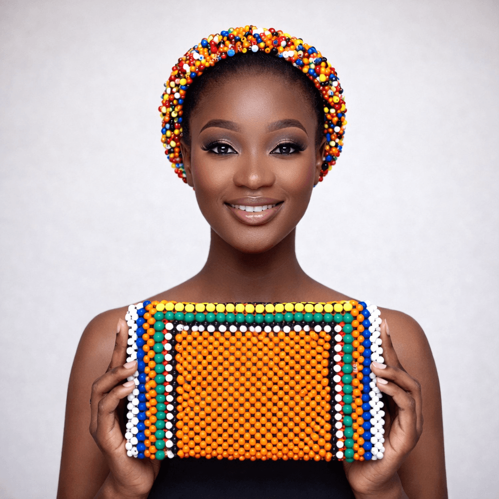 Colorful Beaded Headband and Purse - View 1