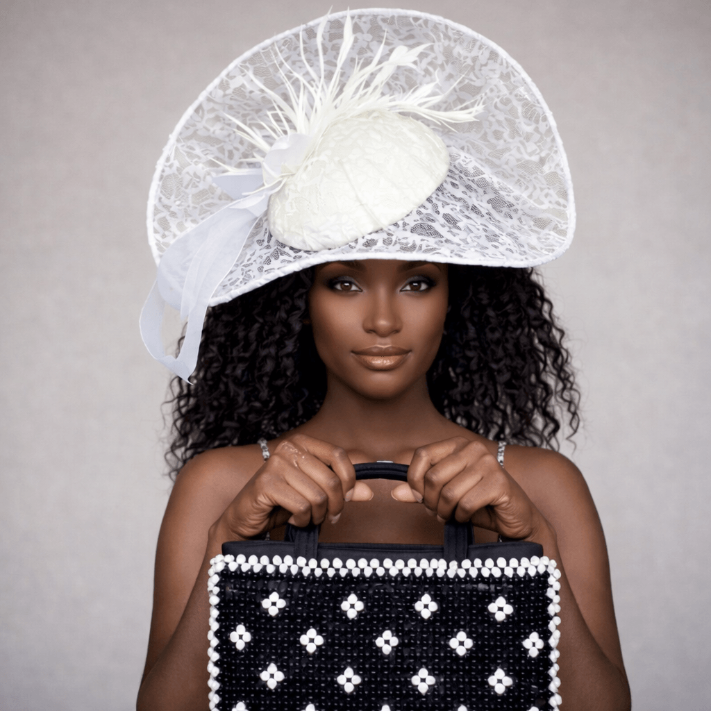 Black & White Beaded Bag & Fascinator - View 1