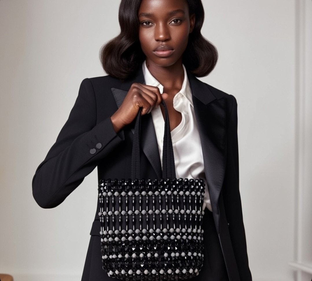 Black Formal Beaded Bag - View 1