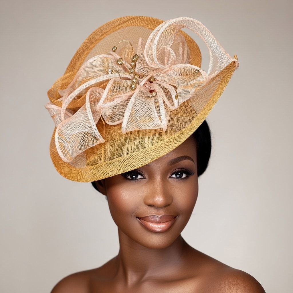 Gold & White Elegant Fascinator - View 1