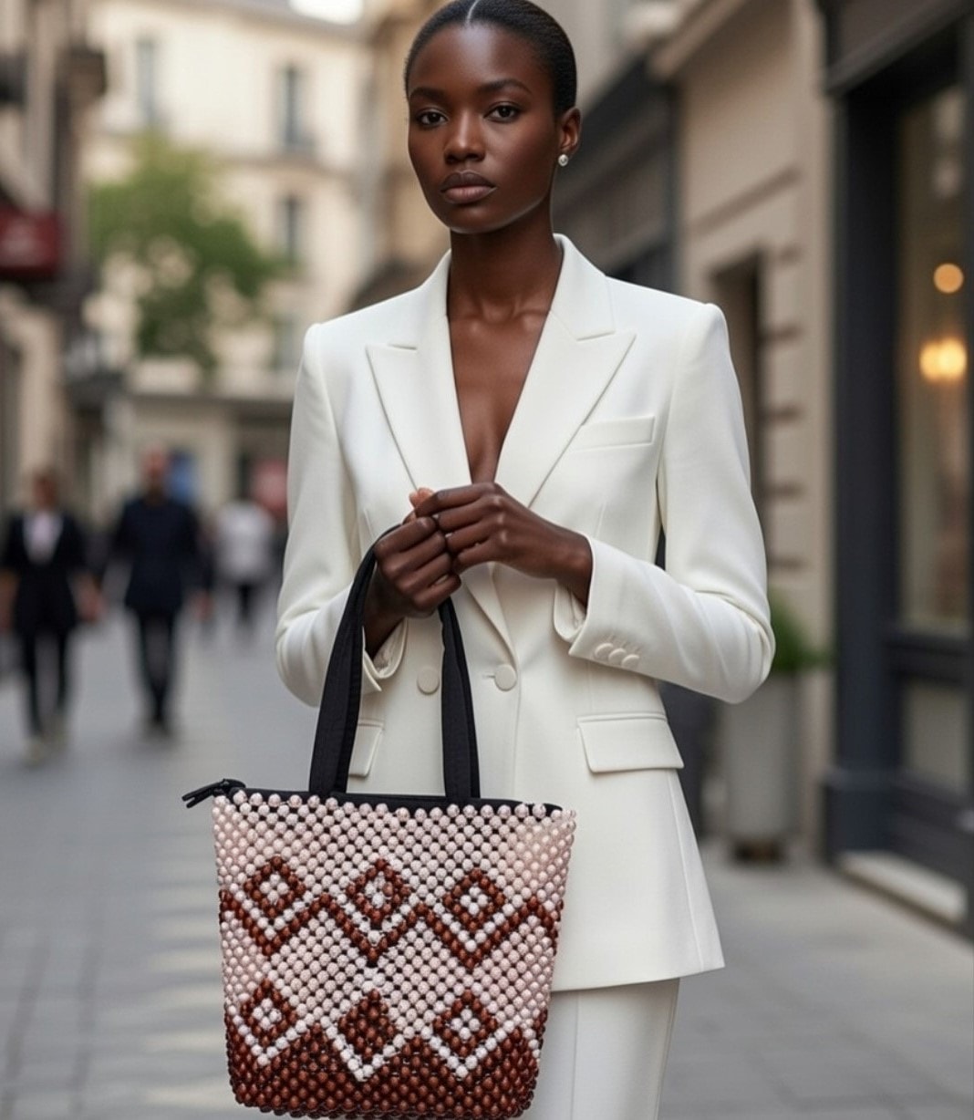 Black & Brown Traditional Beaded Bag - View 1